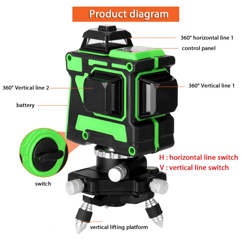 ATV3d 12 Line Outdoor Long Ran - Level Laser Line บทวิจารณ์และราคา